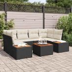 vidaXL Tuinbank Set met kussen 6 pcs Zwart Poly rattan, Verzenden, Nieuw