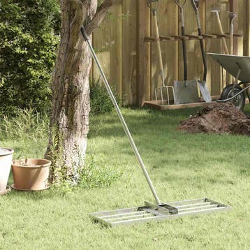 vidaXL Tuin Egaliseer Hark Zilver 75 x 25 x 6 cm Roestvrij, Verzenden, Nieuw