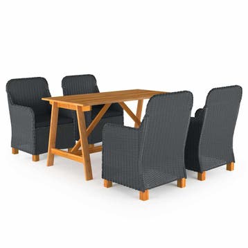 vidaXL 5-delige Tuinset donkergrijs, Verzenden, Nieuw, Tuinset