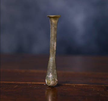 Oud-Romeins Glazen zalfflesje - 12 cm, Verzamelen