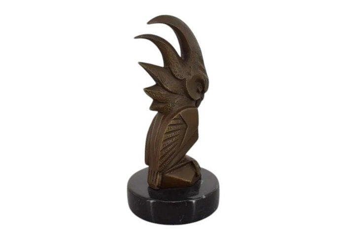 Figuur - Eleganter Kakadu auf Marmorsockel - Brons, Marmer, Antiquités & Art, Curiosités & Brocante