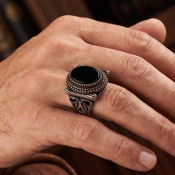 Sans prix de réserve - Bague Argent Onyx - Bague pour homme, Bijoux, Sacs & Beauté, Bagues