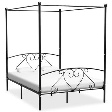 vidaXL Hemelbedframe metaal zwart 140x200 cm, Huis en Inrichting, Verzenden, Nieuw
