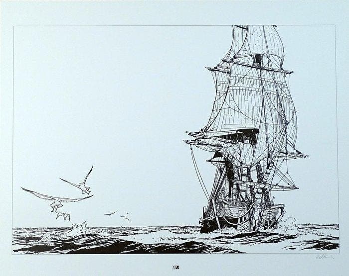 Pellerin, Patrice - 1 Offset Print - LEpervier - Bateau, Livres, BD