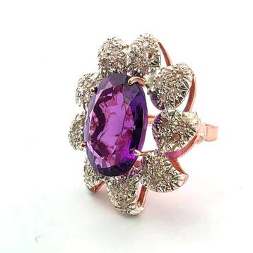 Zonder minimumprijs - Ring - 9 kt. Roségoud, Zilver Spinel -, Nieuw