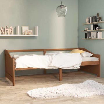 vidaXL Bedbank 3-zits massief grenenhout honingbruin 90x200, Verzenden