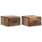 vidaXL Muurbevestigde Nachttafel 2 pcs Oud hout 34,5 x 33 x, Verzenden, Nieuw