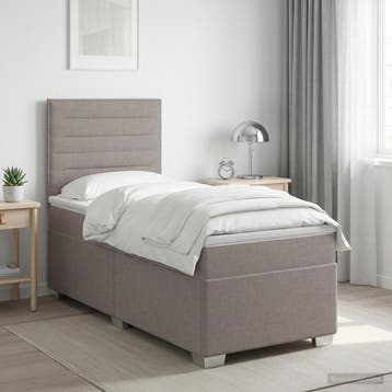 vidaXL Boxspringbed met matras met hoofdeinde Taupe 80 x 200, Verzenden