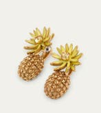 Oscar De La Renta - Plaqué or - Boucles doreilles - ananas, Antiquités & Art