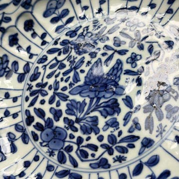Bord - Blauwwit diep bord, rijke decoratie - Kangxi - china