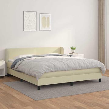 vidaXL Boxspring met matras kunstleer crèmekleurig 160x200, Verzenden, Nieuw
