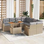 vidaXL Tuinbank Set met opslag 9 pcs Beige Poly rattan, Verzenden, Nieuw