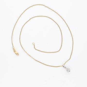 Halsketting - 14 karaat Geel goud, Witgoud Diamant, Handtassen en Accessoires, Nieuw