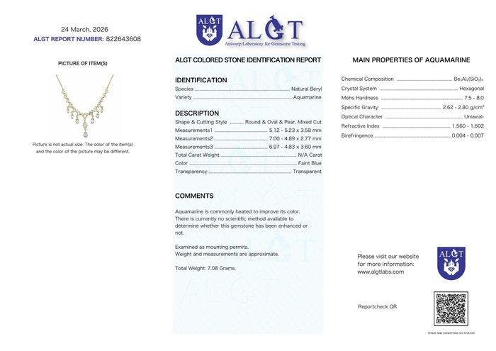 Zonder minimumprijs - Halsketting Zilver - Aquamarijn -, Handtassen en Accessoires, Kettingen