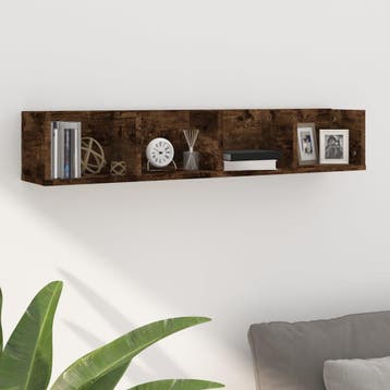 vidaXL CD-wandschap 100x18x18 cm bewerkt hout gerookt, Verzenden