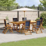 vidaXL 7-delige Tuinset massief acaciahout en textileen, Tuin en Terras, Verzenden, Nieuw, Tuinset