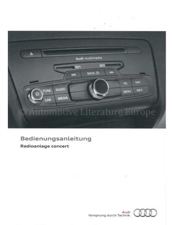 2013 AUDI RADIO CONCERT INSTRUCTIEBOEKJE DUITS