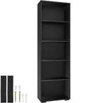 tectake Boekenrek Lexi 5 vakken 60x30x190cm - zwart, Verzenden, Nieuw