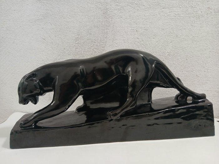 Saint Clement - Beeldje - Black Panther; 45 cm; signed G., Antiquités & Art, Antiquités | Verre & Cristal