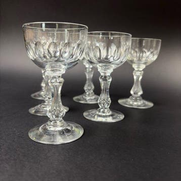Val Saint Lambert - Verre à porto (6) - Olivier - Cristal, Antiquités & Art