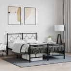 vidaXL Bedframe met hoofd- en voeteneinde metaal zwart, Verzenden