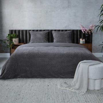 Teddy Hexagon dekbedovertrek - antraciet - 240 x 220 cm |, Verzenden, Nieuw, Grijs
