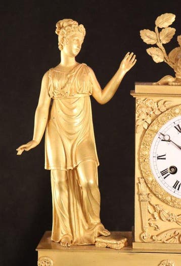 Pendule - Antieke vuurvergulde - Brons - 1800-1850