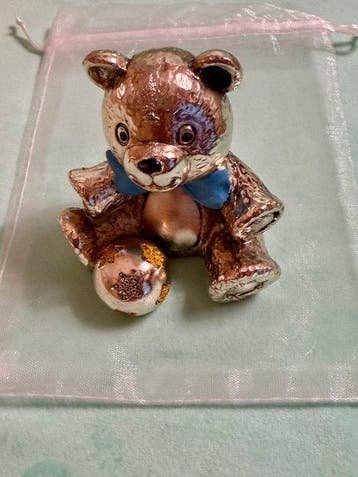 Ardè Argenteria - Beeldje - “Large” Teddy Bear with Blue Bow