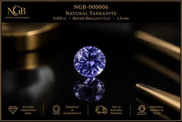 Natural Tanzanite Round Brilliant Cut 0.031 ct – 2.0 mm | Ge, Handtassen en Accessoires, Overige Accessoires, Verzenden, Nieuw