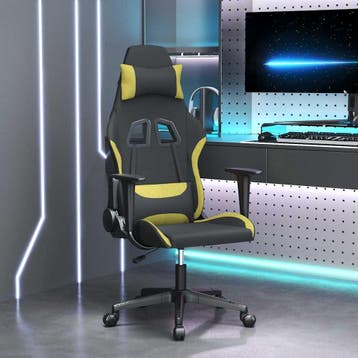 vidaXL Massage gamestoel stof zwart en lichtgroen, Verzenden