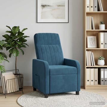 vidaXL Recliner Blauw fluweel, Verzenden, Nieuw