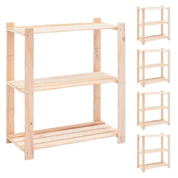 vidaXL Opbergrekken 3-laags 5 st 150 kg 80x38x90 cm massief, Verzenden