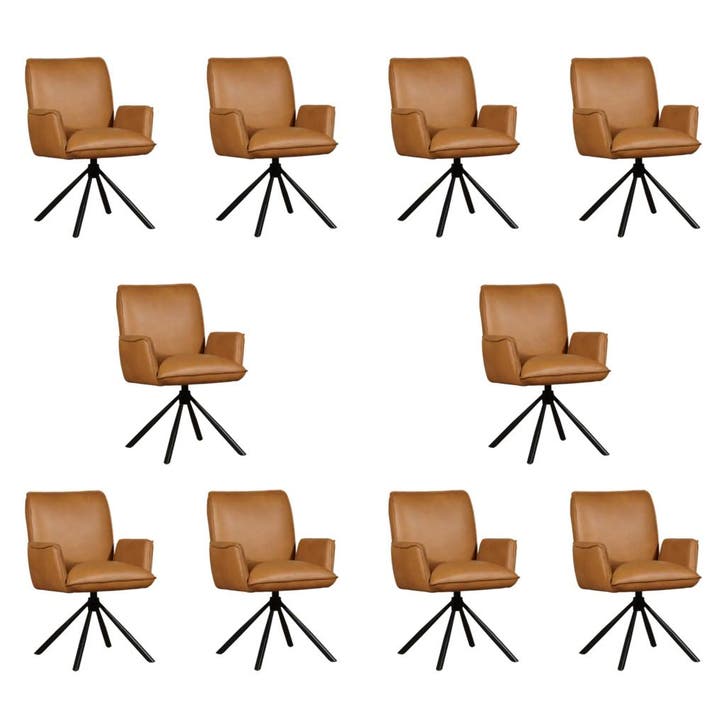 Set van 10 Leren draaibare eetkamerstoelen Elite - Granada, Huis en Inrichting, Barkrukken, Nieuw, 1 kruk, Leer, 60 tot 90 cm