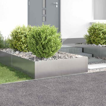 vidaXL Gazonrand 4 st 100 x 100 x 35 cm Staal Zilverkleurig, Tuin en Terras, Bielzen en Borduren, Verzenden, Nieuw