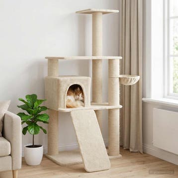vidaXL Kattentoren met sisal krabpalen Crèmekleurig 173 cm, Dieren en Toebehoren, Verzenden, Nieuw