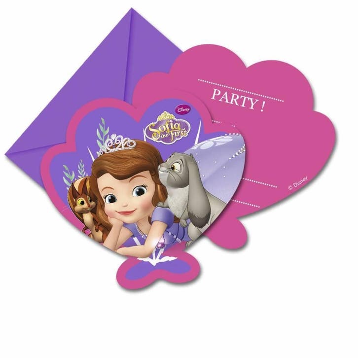 Sofia Het Prinsesje Uitnodigingen 6st, Hobby en Vrije tijd, Feestartikelen, Nieuw, Verzenden