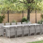 vidaXL Tuin Eettafel Set 15 pcs Lichtgrijs Polt riet, Verzenden, Nieuw