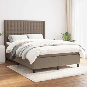 vidaXL Boxspring met matras stof taupe 140x200 cm, Verzenden, Nieuw