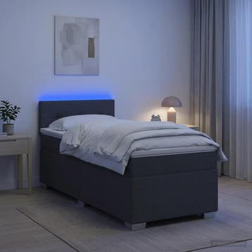 vidaXL Boxspringbed met matras en LED Donkergrijs 90 x 190, Maison & Meubles, Verzenden