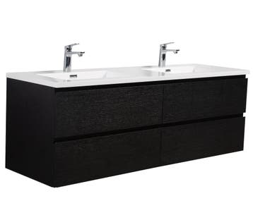Badkamermeubel Set Angela 140cm Zwart Houtnerf, Huis en Inrichting, Badkamer | Badkamermeubels, Verzenden, Nieuw