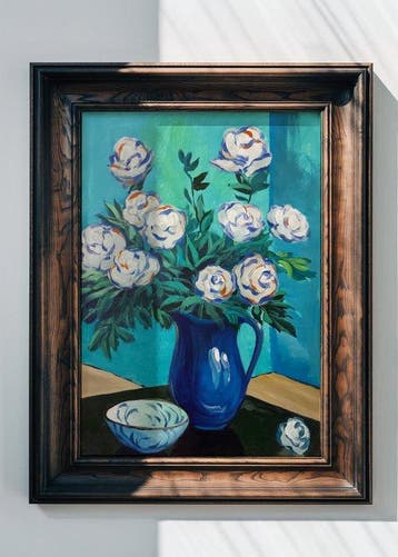 E. García - Jarrón azul con rosas XL (no reserve)