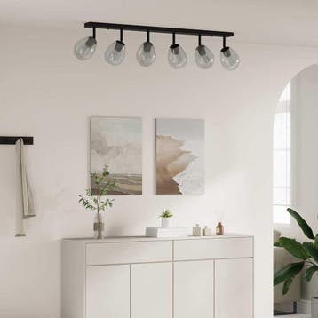vidaXL Plafondspot Zwart 110,5 x 13 x 26 cm Glas en Metaal, Verzenden, Nieuw