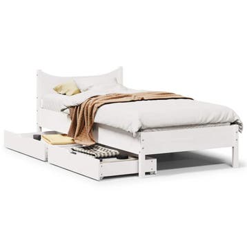 vidaXL Bedframe met lades massief grenenhout wit 75x190 cm, Verzenden, Nieuw