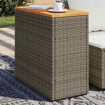 vidaXL Tuinbijzettafel met houten blad 58x27,5x55 cm poly, Tuin en Terras, Tuintafels, Verzenden, Nieuw