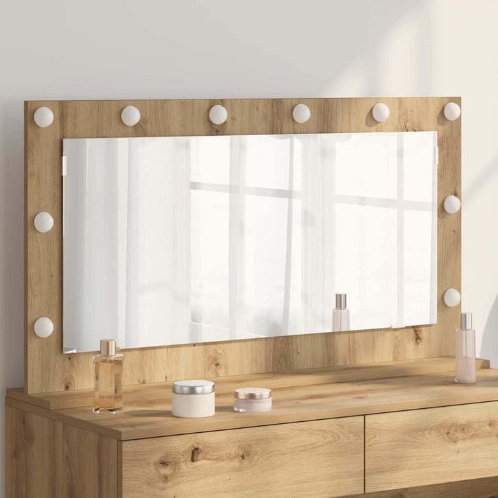 vidaXL Make-up Spiegel Rechthoekig Artisan Eiken 100 x 55 x, Huis en Inrichting, Woonaccessoires | Spiegels, Nieuw, Verzenden