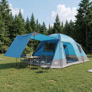 vidaXL Huisje Tent 12-persoons Blauw Polyester en Staal, Verzenden, Nieuw