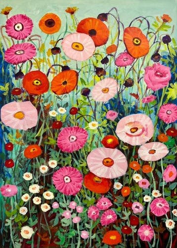 Jarol 70 x 100 cm - Amapolas: Sinfonía de un Jardín Naíf