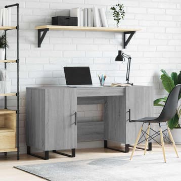 vidaXL Bureau 140x50x75 cm bewerkt hout grijs sonoma, Verzenden