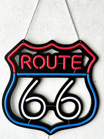 No reserve-Grote Route 66 neon led met drukknop,ophangkoord
