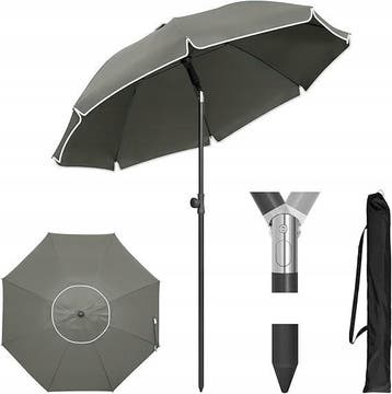 2dekans | eSituro Tuinparasol Rond - Grijs - 175 cm, Ophalen of Verzenden, Nieuw